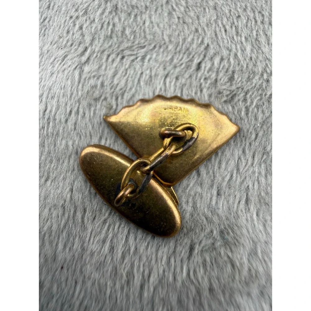 Vintage Japanese Damascene Cufflinks Set of 3 Gold Tone